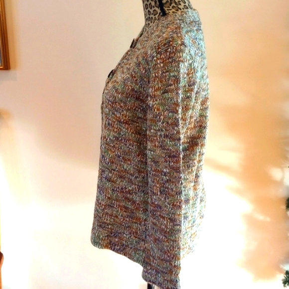 River Ladies Knit Cardigan Sweater Size:S Color:Green,Gray,White - Picture 5 of 10